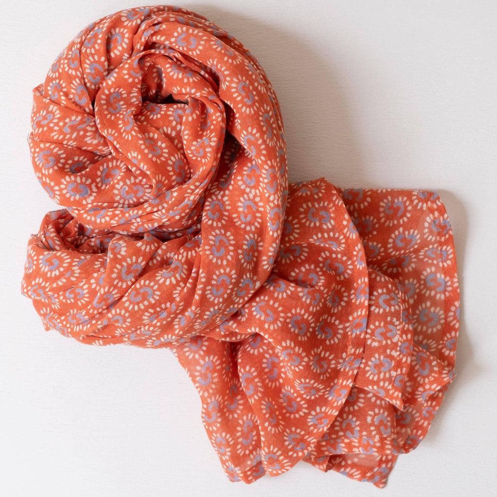 Sunburst Coral Block Printed Scarf