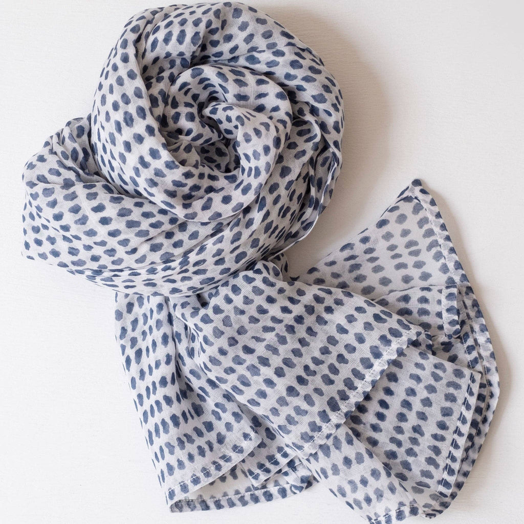 Navy Dot Block Printed Scarf