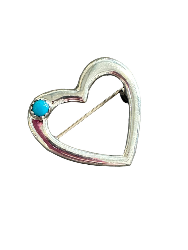 Heart n Turquoise Brooch
